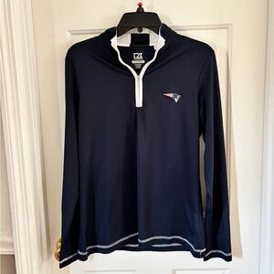 Women Cutter and Buck Navy Blue New England Patriots Long Sleeve Golf Pullover M